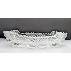 Antique Imperial Glass Co. Clear Pressed Glass Saw Tooth Edge Olive Relish Dish